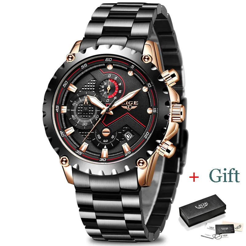 Часы LIGE выводы Мужские кварцевые модные высококлассные спортивные