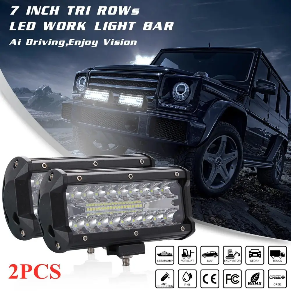 

7inch 120W Work Light LED Light Bar Spot Flood Beam for 4X4 Offroad Boat Tractor Truck SUV ATV LED Work Light Driving Lamp