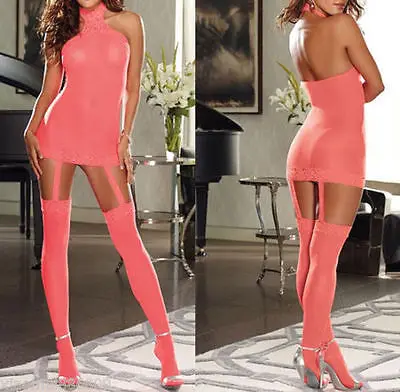 

Summer Ladies Sexy Lingerie Babydoll Lace Nightwear Stockings Backless Hanging Neck Sexy Jumpsuit