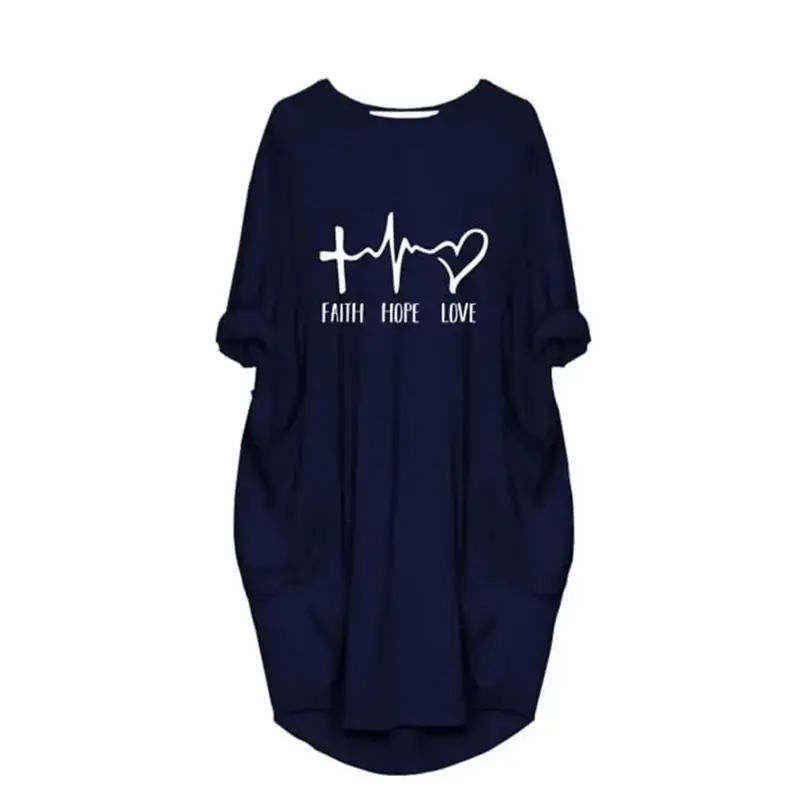 

New Arrival T-Shirt For Women Pocket Faith Hope Love Letters Plus Size Women T-Shirt Summer Tops Femme Off The Shoulder Camiseta