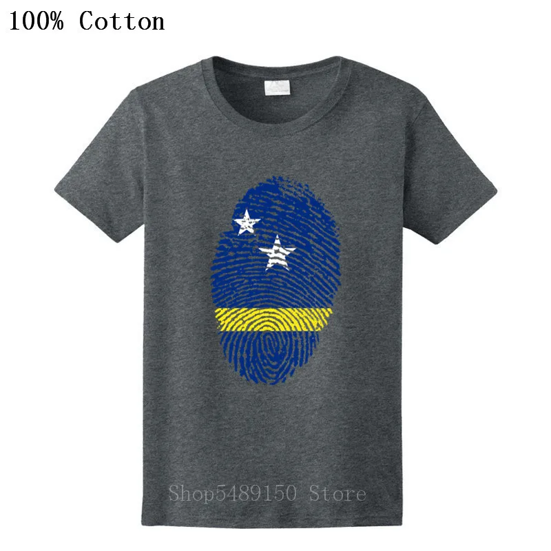 Изготовленный На Заказ Кюрасао флаг отпечатков пальцев футболка мужские черные