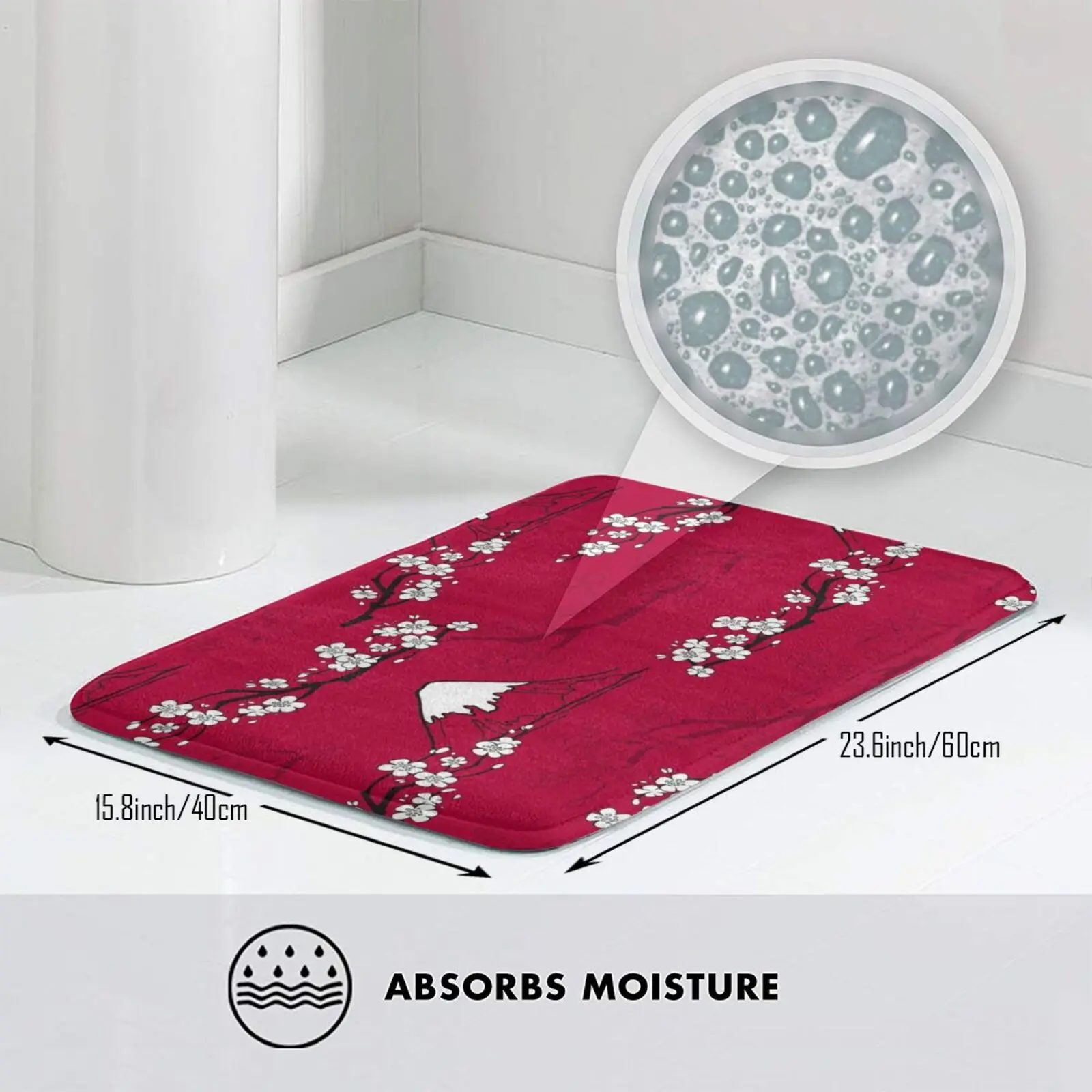 Красный Японский узор цветущей сакуры коврик ковер анти скольжение коврики