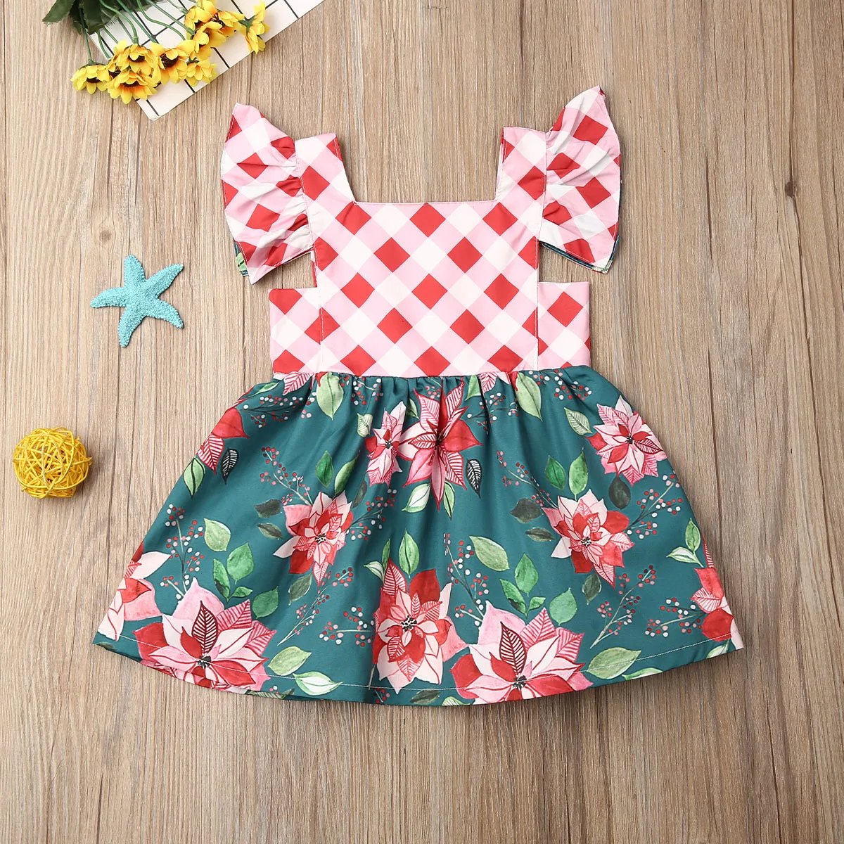 Сладкий Дети для маленьких девочек 2019 летняя Рождественская одежда Цветочный