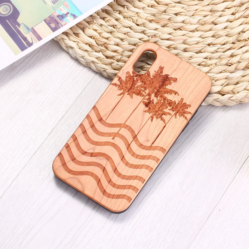 Пляжный волнистый песочный пальмовый чехол для телефона Hawaii Nature Wood iPhone 12 6 6S 6Plus 7