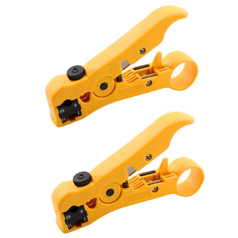 

2 Pack Automatic Cable Wire Stripper Electric Stripping Tools For UTP/STP RG59 RG6 RG7 RG11 Multi-Functional Cutter Striper