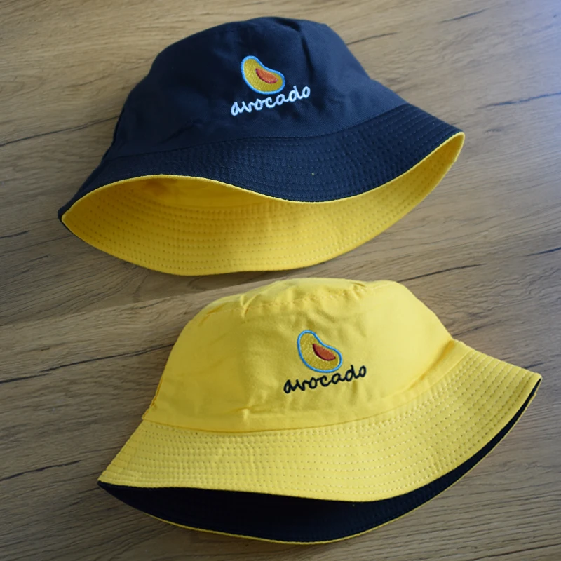 Панама Sun Fruit летняя из хлопка с авокадо для мужчин и женщин двусторонняя желтая