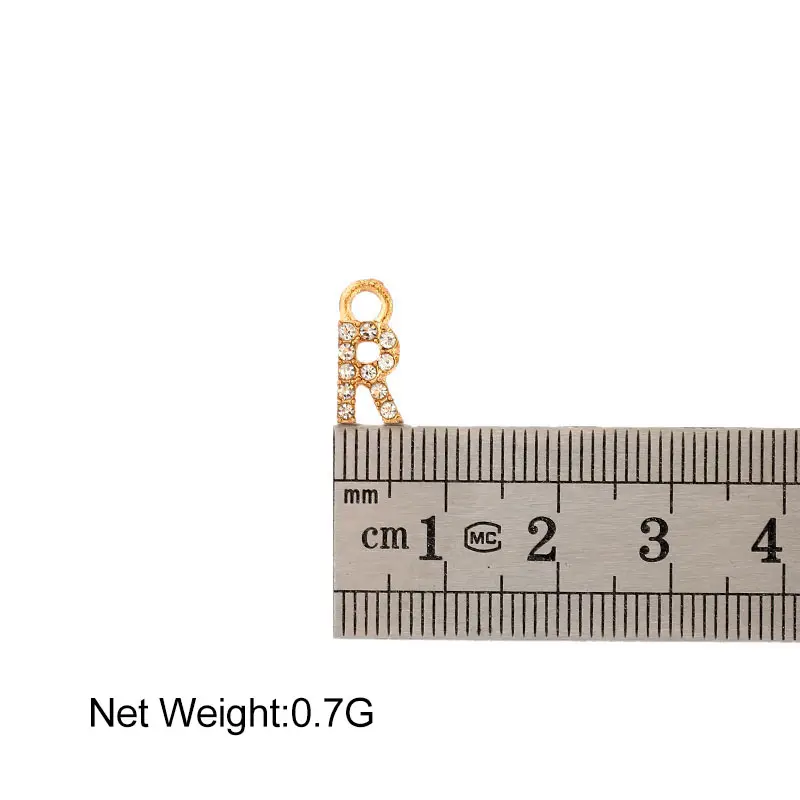 

Zinc Alloy Gold Color Rhinestone Mini 26 Alphabets Charms 10Pcs Metal A-Z Letter Charms For DIY Fashion Earrings Accessories