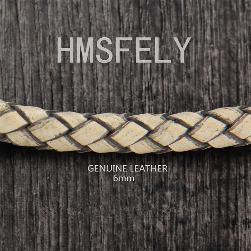 HMSFELY 6 мм веревка из натуральной кожи для DIY браслет для изготовления ювелирных изделий Плетеный серый коричневый кожаный шнур фурнитура Аксессуары, браслеты - Цвет: Gray