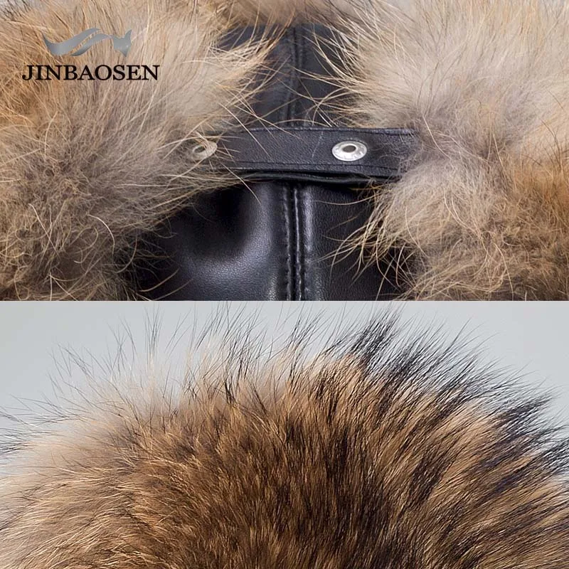 JINBAOSEN русская Кожаная Шапка бомбер Мужская зимняя шапка наушники мужские шапки