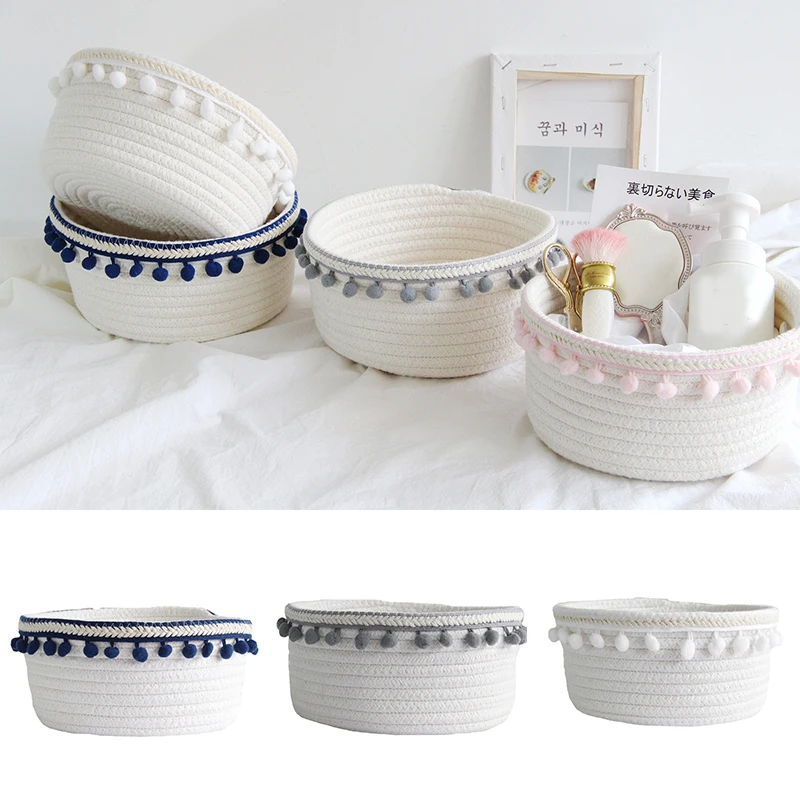 

Household Laundry Basket Unique Woven Wool Ball Durable Useful Simple Suit for Bedroom Bathroom SLC88