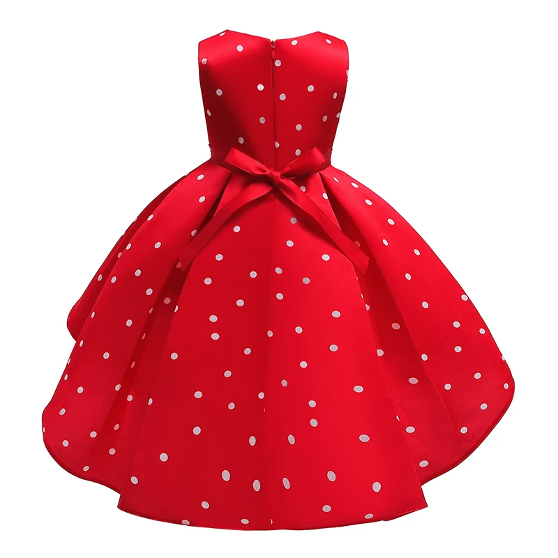 

Good Quality Dots Princess Dress Summer Elegant Bow Decoration Girls Dress Christmas Party Costume Birthday Present Kids Dresses