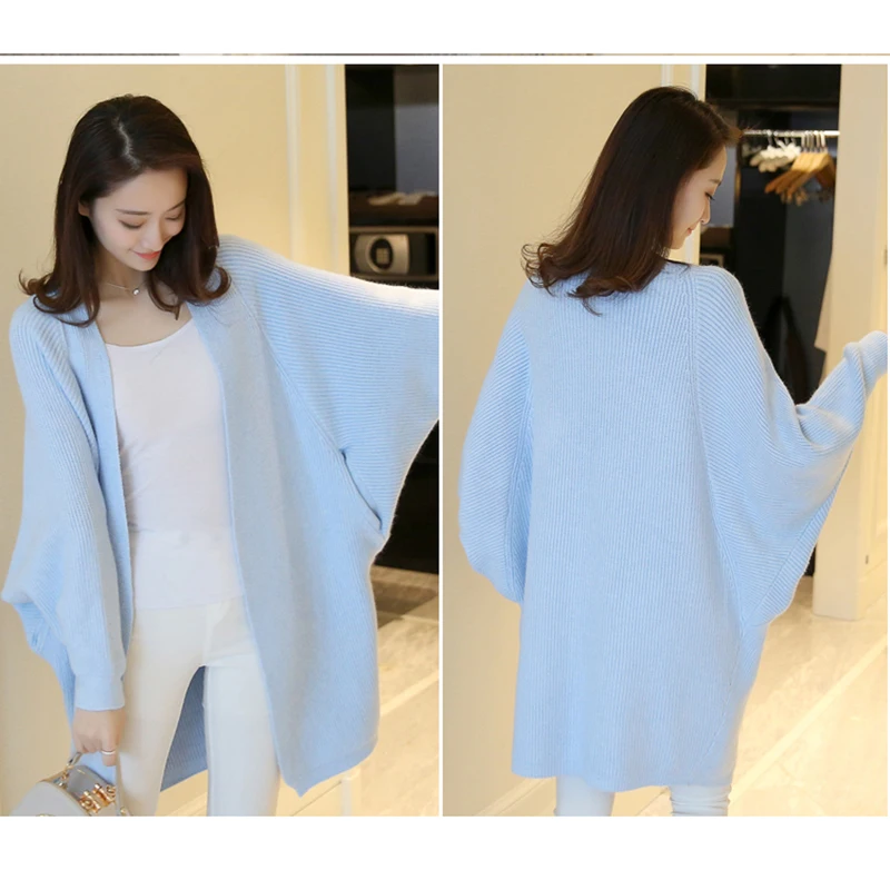 2020 женский длинный кардиган Осень-зима стежка пончо вязаный свитер более размера