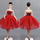 Красное короткое балетное платье для куклы Барби, цельное вечернее платье, Одежда для кукол Барби 16, BJD аксессуары для кукол игрушки