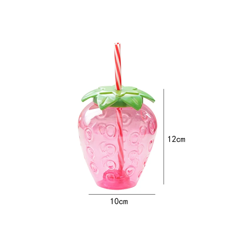 

Cartoon Kawaii Summer strawberry straw cup plastic cup lovely girl milk tea coffee cup student portable water cup water bottle