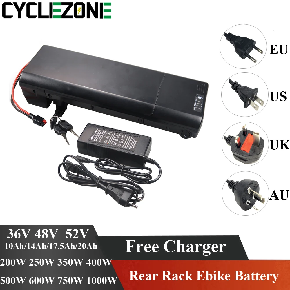 

36V 250W Electric City Bike Battery 350W 36V 8.8Ah 9Ah 10Ah 10.4Ah 12Ah 13Ah 14Ah Rear Rack Case Ebike Bicycle battery Ansman
