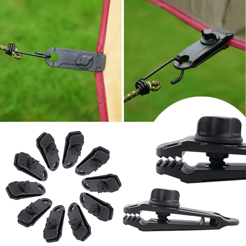 

5/10pcs Portable Outdoor Canopy Tent Awning Windproof Fixed Clip Shark Clips Light Black Tent Accessories