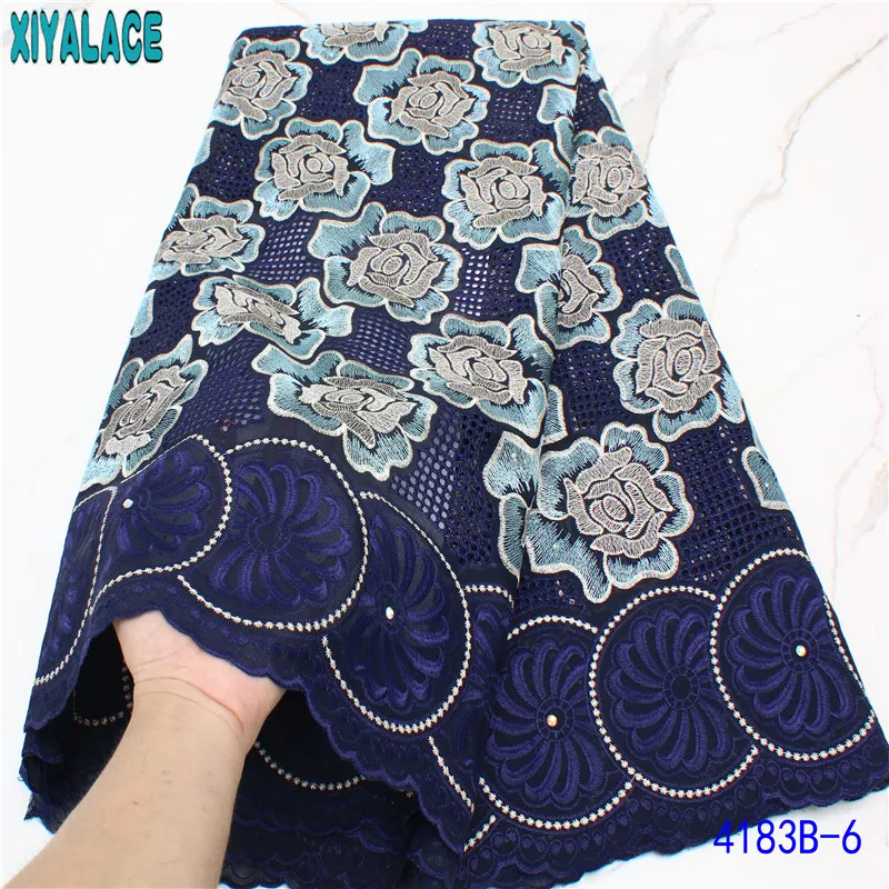 

XIYALACE French African Lace Fabric High Quality Cotton Lace Fabric Swiss Voile Lace In Switzerland with Stones for Women KS4183