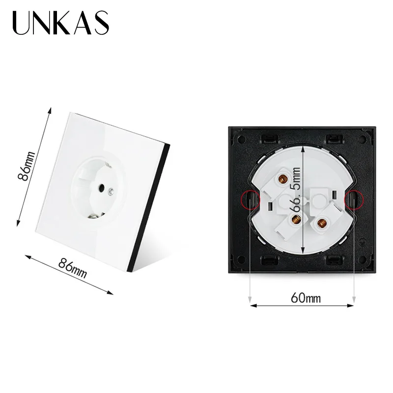 UNKAS кристальная стеклянная панель розетка Золотая зарядного устройства 16А