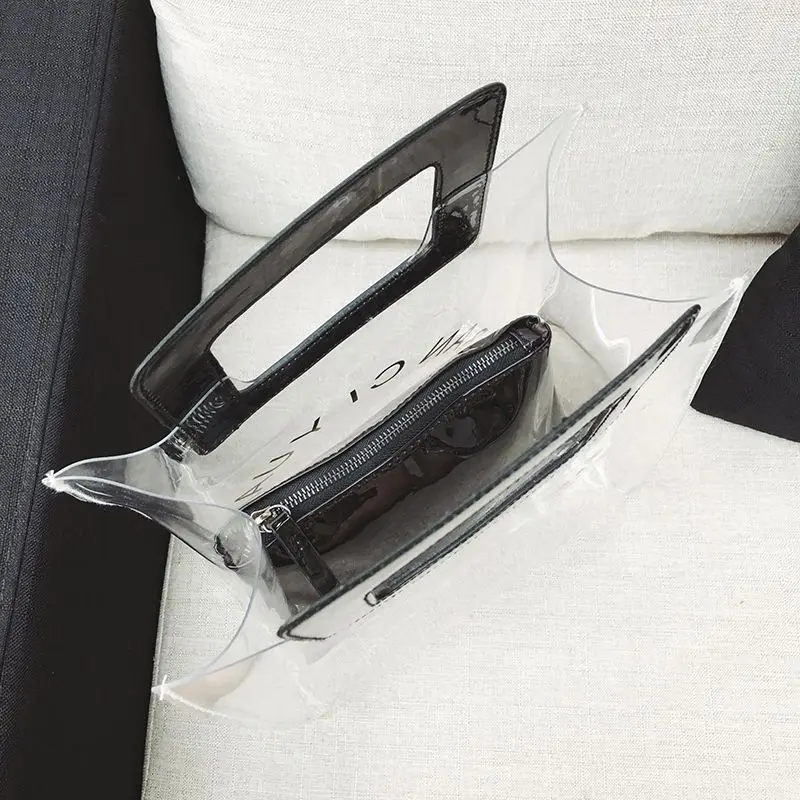 Модная женская Прозрачная ПВХ сумка летняя Милая прозрачная пляжная сумка-тоут |