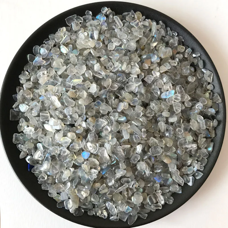 

100g Natural Crystal Gray Quartz Labradorite Moonstone Gravel Rock Raw Quartz Stone Decoration for Flower Pot and Fish Tank