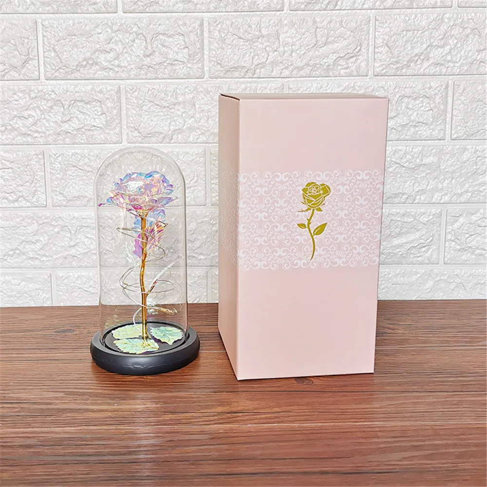 Светодиодный светильник с изображением вечной розы в стеклянном корпусе