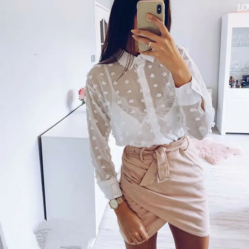 

New Fashion Women Solid 3D Flowers Long Sleeve Blouses Ladies Summer Casual Loose Blouse Top Tee