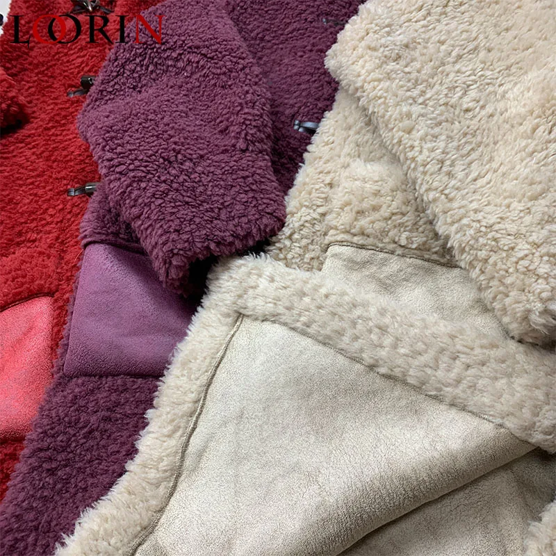 

LORIN Women WOOL Coat Female Turn Down Collar Winter Warm Fur fashion Lady longer Coat Casual Jacket