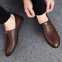 mens peas shoes comfortable genuine leather men casual shoes breathable loafers slip on footwear walking driving shoes fg6