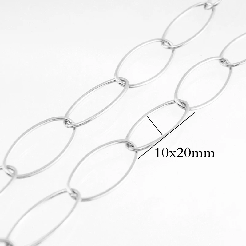 Steel No Clasp Серебряная/Золотая цепочка из нержавеющей стали для изготовления ювелирных изделий 6 мм овальные металлические звенья Rolo звенья цепи по метру Cadenas Por Metros без застежки 1 м - Цвет: Steel No Clasp