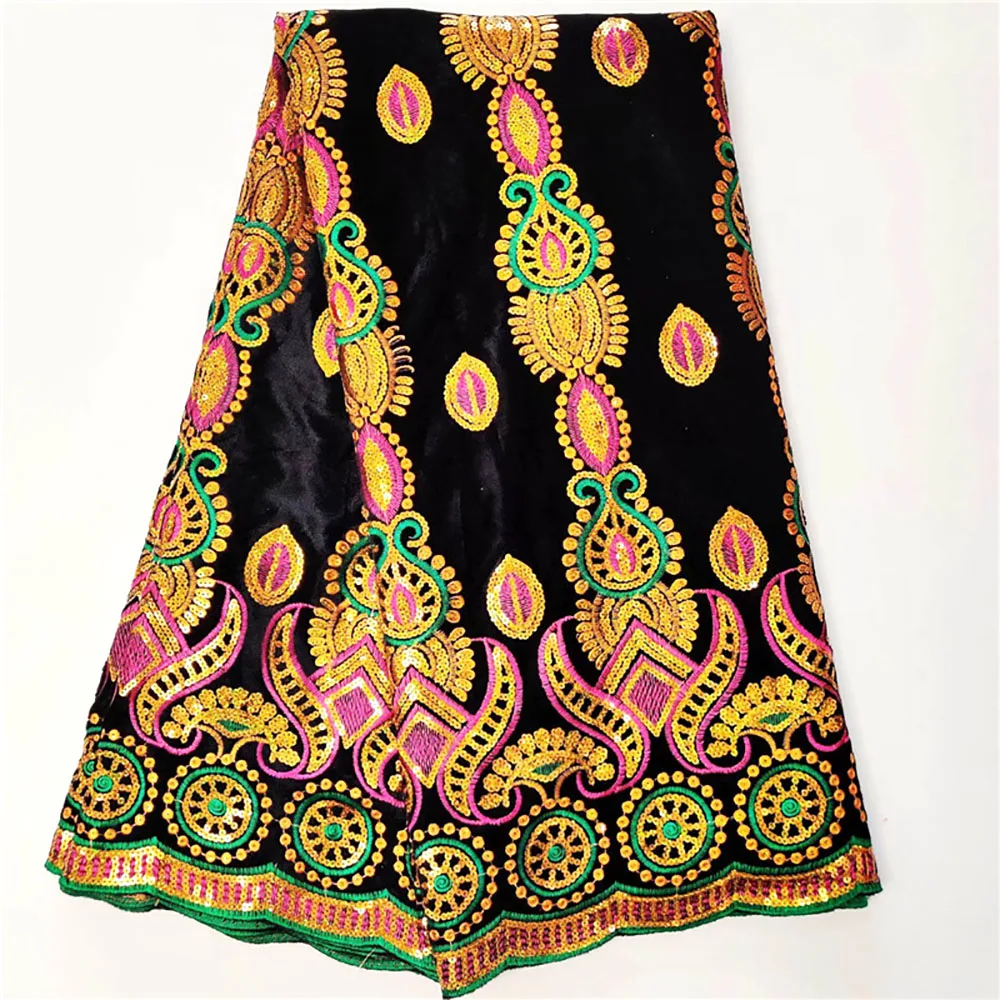 Высококачественная шелковая Бархатная ткань с вышивкой и блестками бархатная