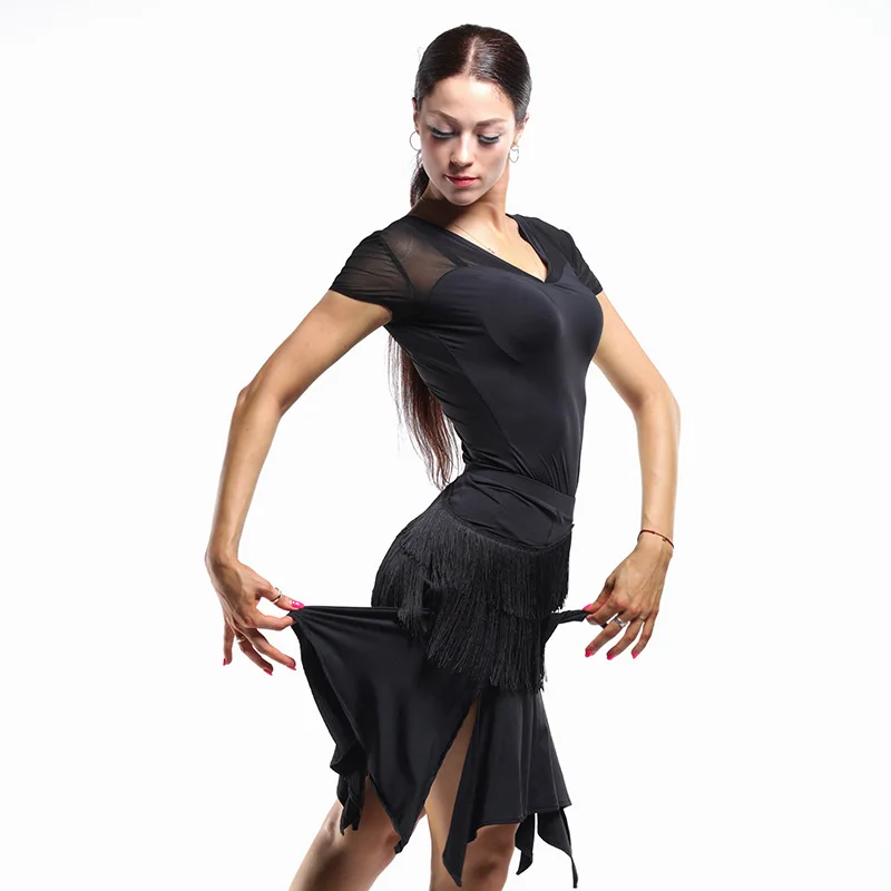 Женские костюмы для латиноамериканских танцев топы с коротким рукавом одежда