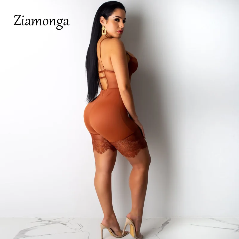 Ziamonga, кружевные женские комбинезоны, спортивный костюм, сексуальный комбинезон с вырезами, женские комбинезоны с v-образным вырезом, вечерние комбинезоны