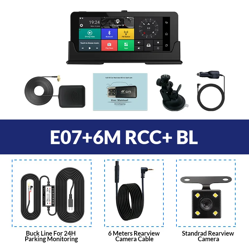 E-ACE E07 1080P HD 4G Автомобильный видеорегистратор Камера ADAS видео рекордер Android 5,1 gps навигация удаленный монитор грузовик видеорегистратор двойная камера s