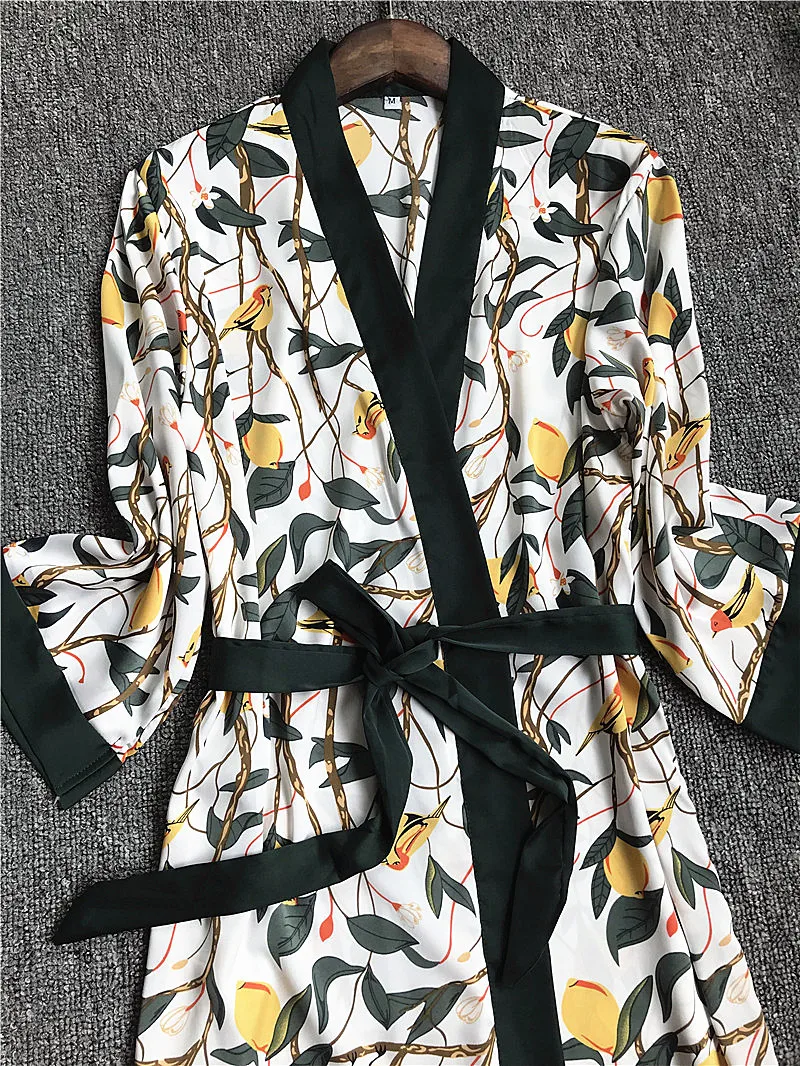 Женское кимоно с v образным вырезом ночная рубашка на весну и лето|Халаты| |