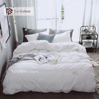 liv esthete pure white luxury bedding set soft home duvet cover flat sheet double queen king adult bed linen bedspread as gift