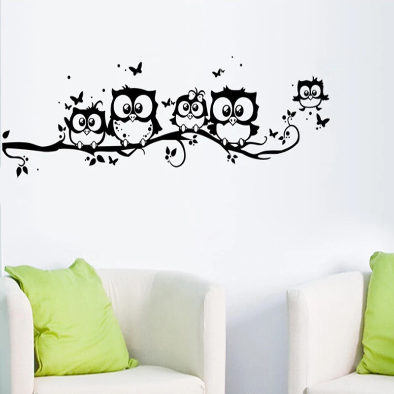 

wall sticker tree animals Bedroom owl Butterfly Wall Stickers home decor living room butterfly for kids rooms vinilos paredes 20