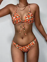 Bikini String imprimé Floral, maillot de bain femme, taille haute, ensemble deux pièces, plage, 2021  (3)