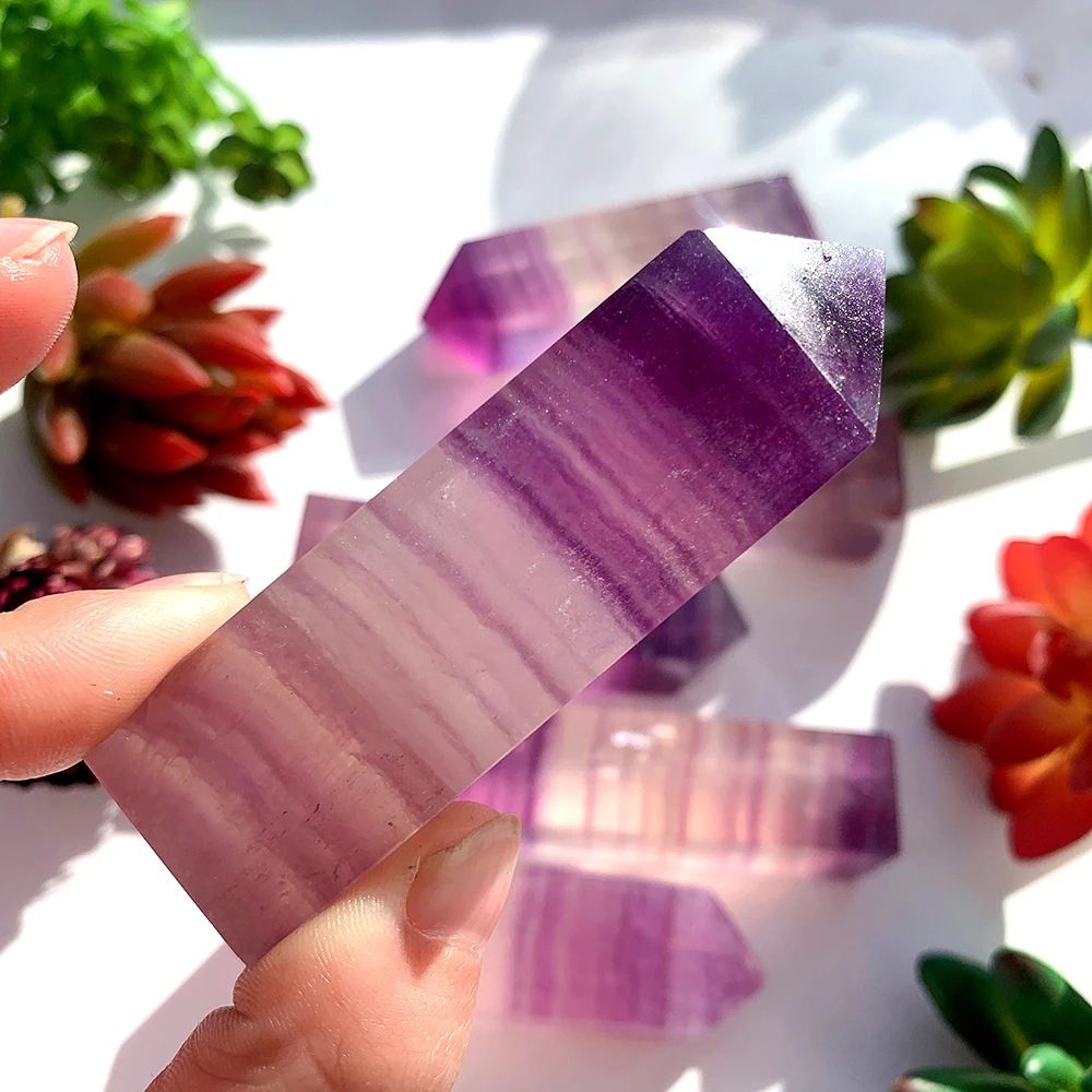 1 шт. натуральный кристалл розовый фиолетовый флюорит драгоценный камень