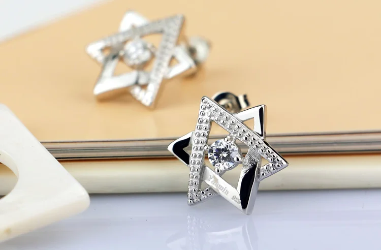 Мода 925 серебряные серьги для женщин популярные Стиль шесть в виде пятиконечных