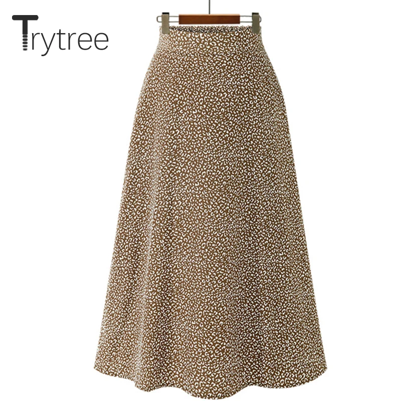Осень зима 2020 женская повседневная юбка Trytree Однотонная 3 цветов с принтом на