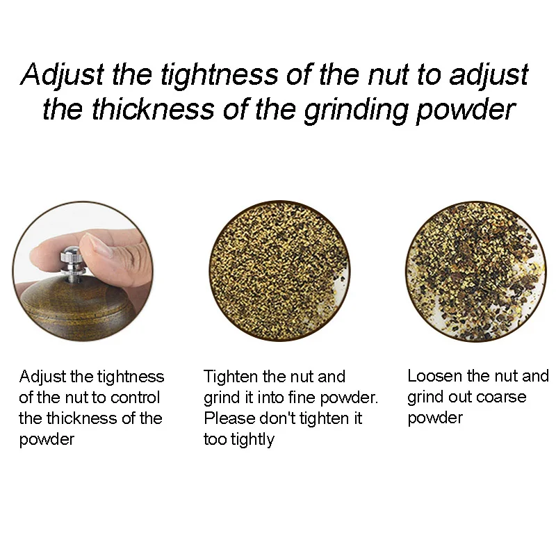 

Household Wooden Shaker Pepper Grinder Manually Rotate Oak Pepper Shaker Powder Seasoning Pepper Grinder Box Of 10 Inch