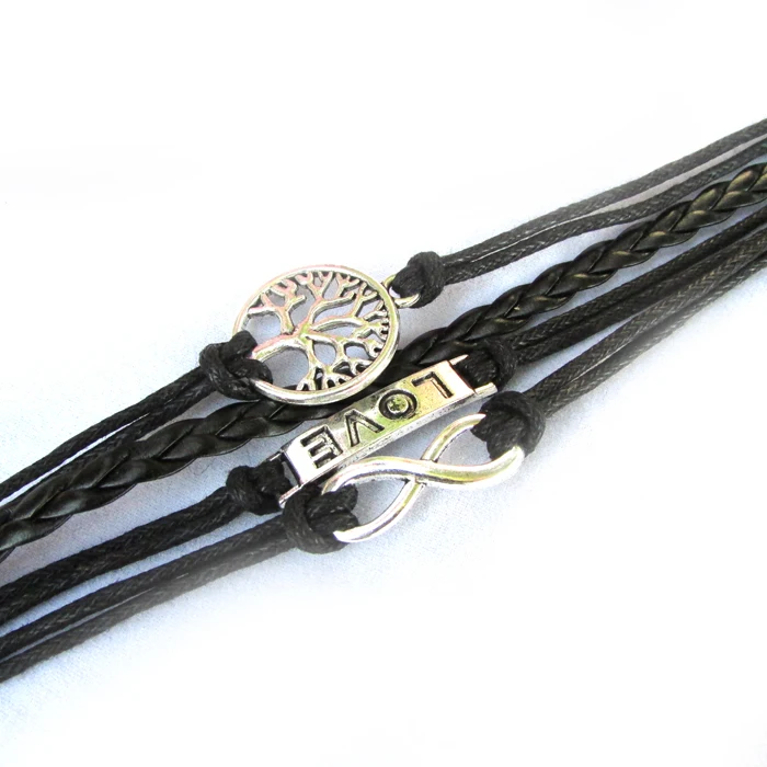 Женский браслет Талисман из кожи с изображением дерева жизни|Браслеты шармами| |