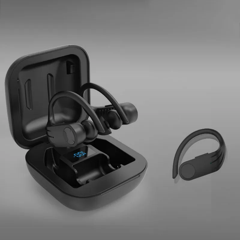 

TWS 5.0 Sports Bluetooth Headset Digital Display Hanging Ear Waterproof 8D HIFI Sound Quality Bass Noise Reduction