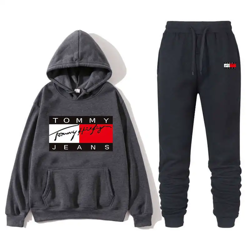 

2021 Spring and Autumn Pure Cotton Printed Men's and Women's Funny Tops + Pants Casual Hoodie Sweatpants Pure Color Unisex Hoodi
