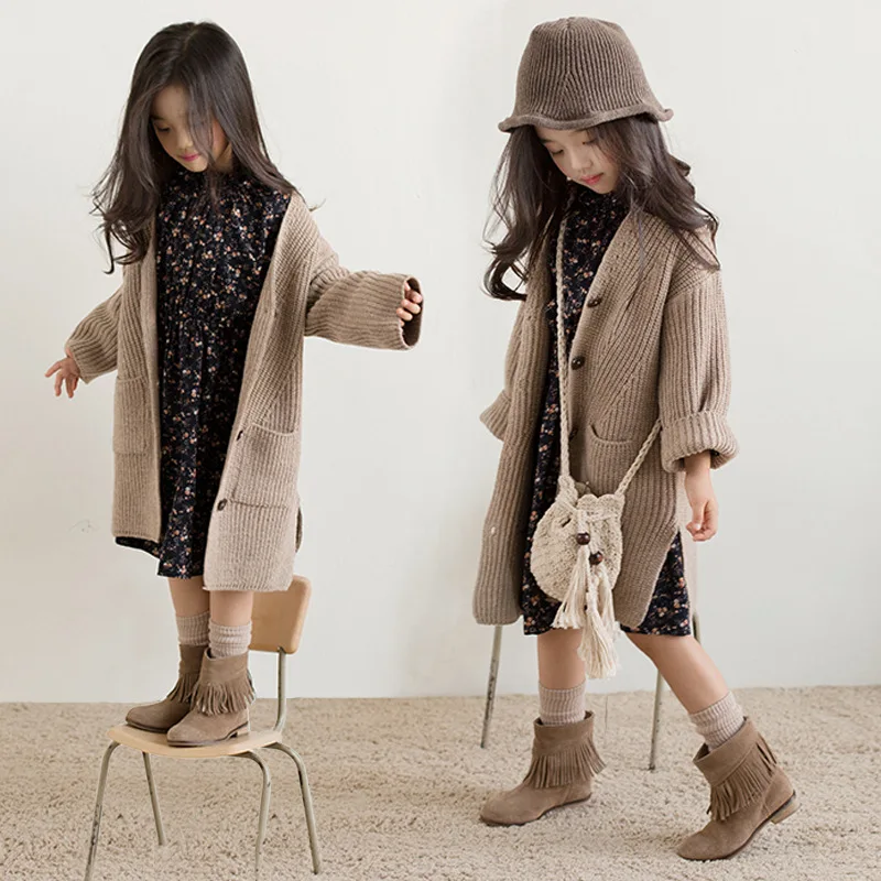 Элегантное платье с оборками на воротнике для крупных девочек осенняя одежда