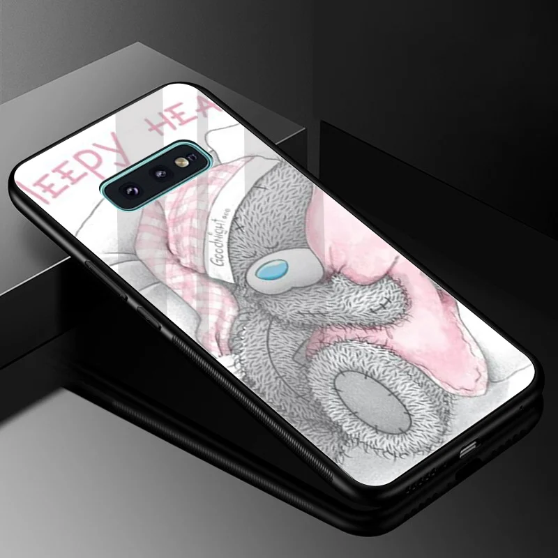 Desxz Стекло ТПУ c милыми мишками Тедди чехол КРЫШКА ДЛЯ samsung Galaxy S7 край S8 S9 Plus Note 8 9 S10