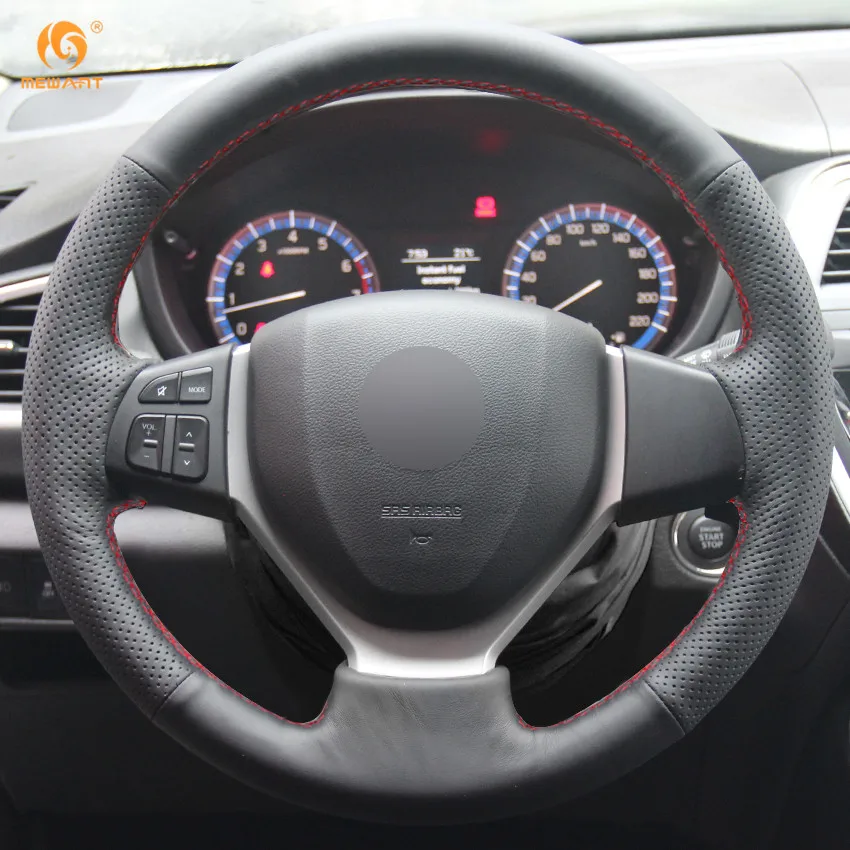 MEWANT черная натуральная кожа искусственная для Suzuki CELERIO чехол рулевого колеса