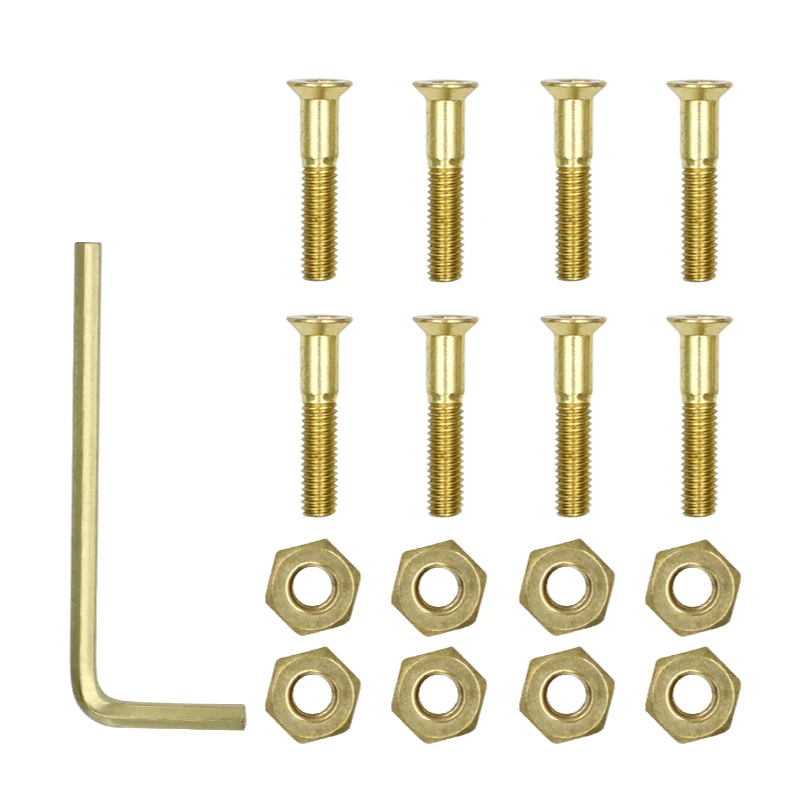 

Professional Skateboard Accessories Double Alice Color Flat Head Hexagonal Plated Bridge Screw Side Nut