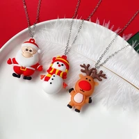 vsnow kawail christmas gifts snowman elk rubber pendant necklace for women korean fashion cute party girls jewelry accessories