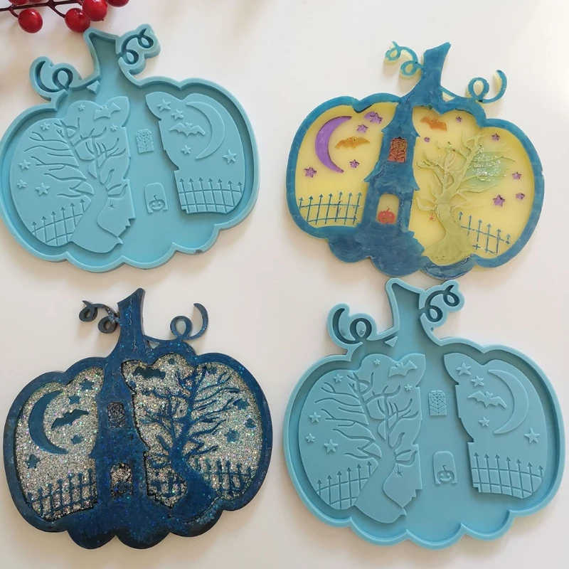 

Силиконовая форма в виде тыквы для Хэллоуина, с летучей мышью, луной, День благодарения, формы для литья эпоксидной смолы для рукоделия, изго...